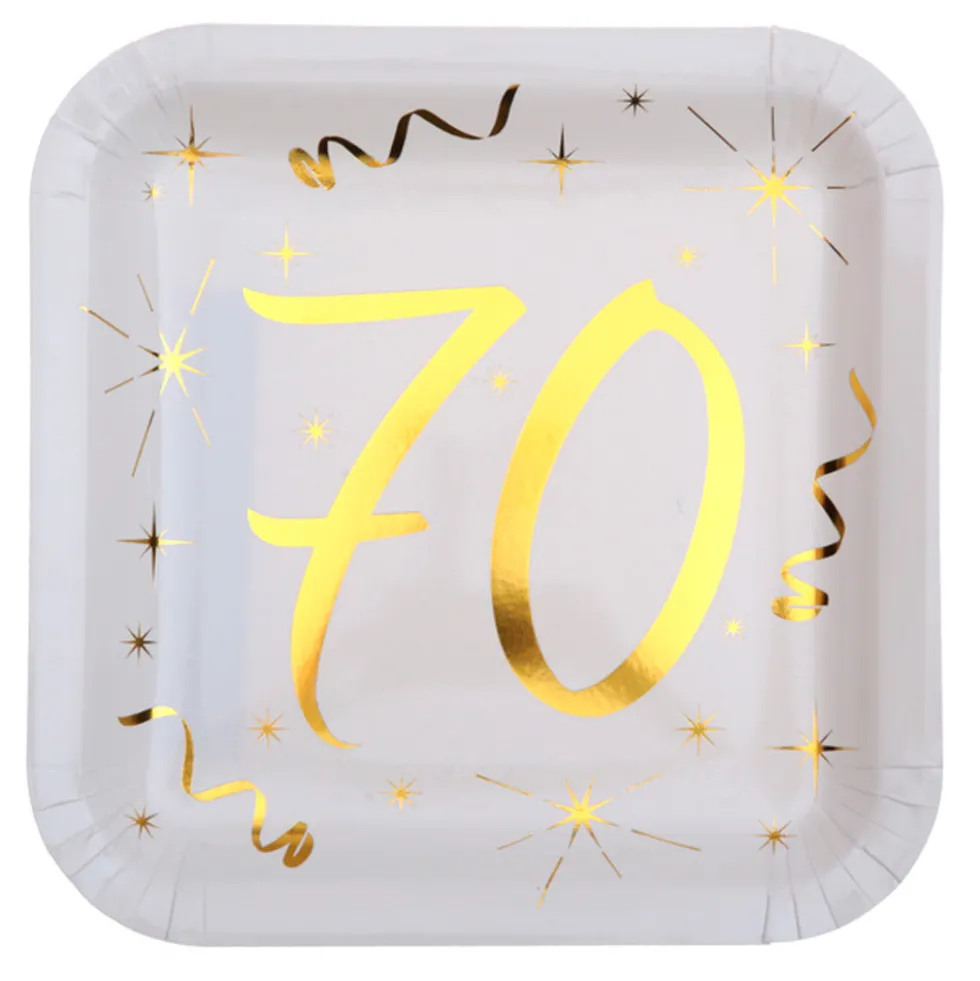 Juego 10 Platos 70 años Oro 23 cm