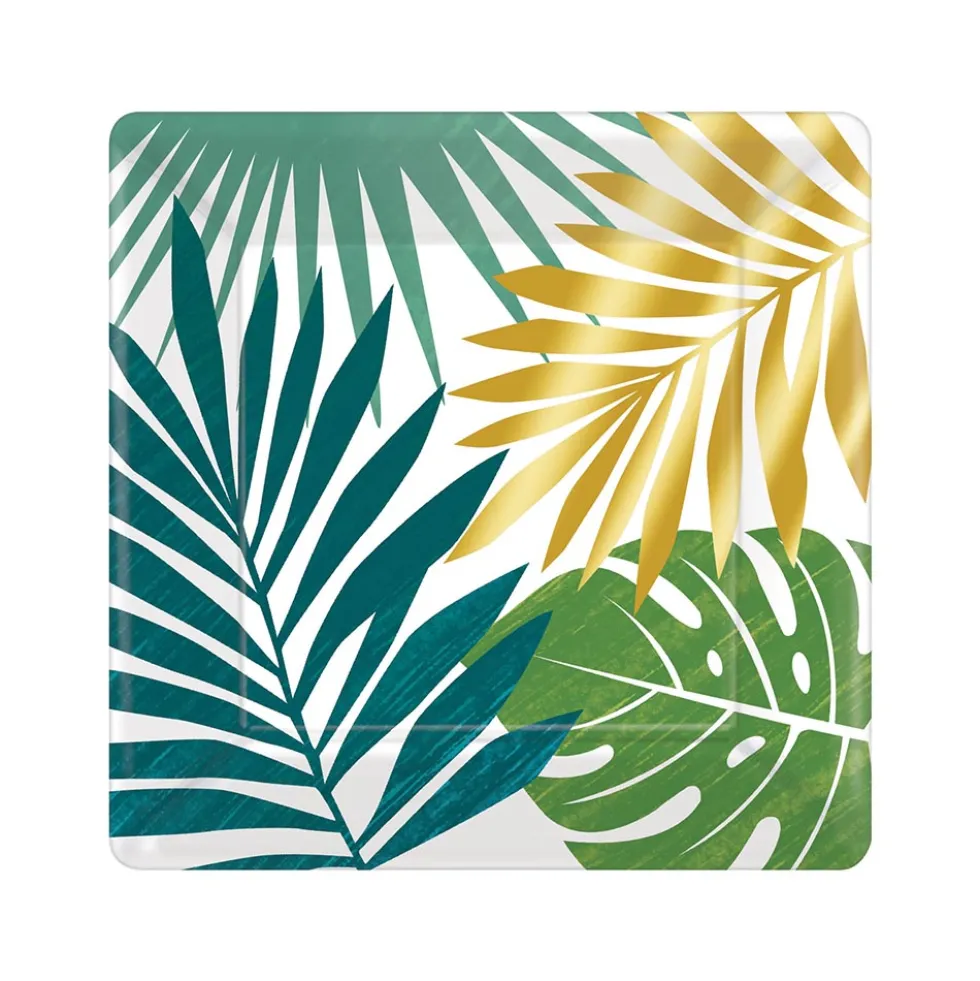 Juego 8 Platos Cuadrados Tropical 18 cm