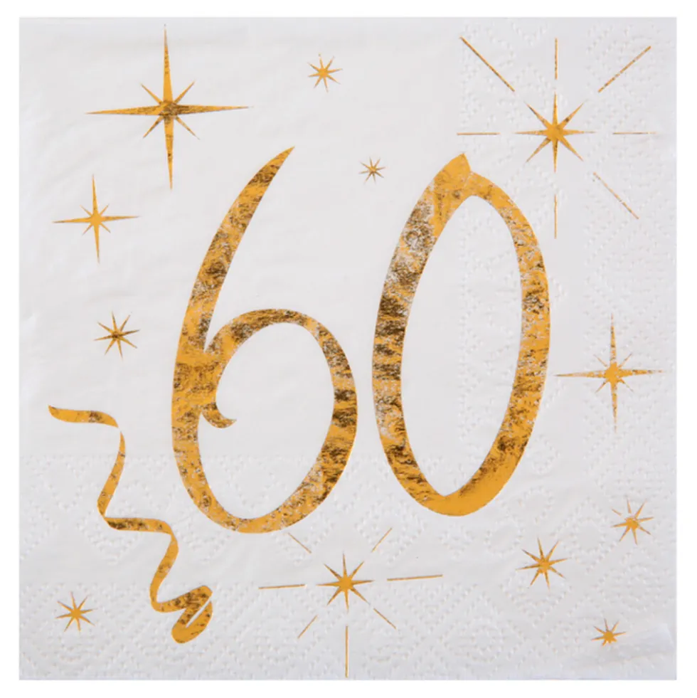 Juego 20 Servilletas Cóctel 60 años