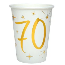 Juego 10 Vasos 70 años Oro 220 ml