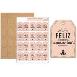 Kit de 20 Etiquetas de Madera Comunión Rosa