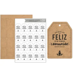 Kit de 20 Etiquetas de Madera Comunión Blanco