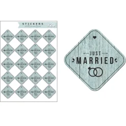 Kit de 20 Etiquetas de Vinilo Adhesivo Just Married