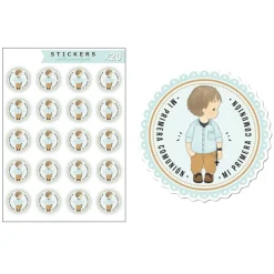 Kit de 20 Etiquetas de Vinilo Adhesivo Comunión Niño