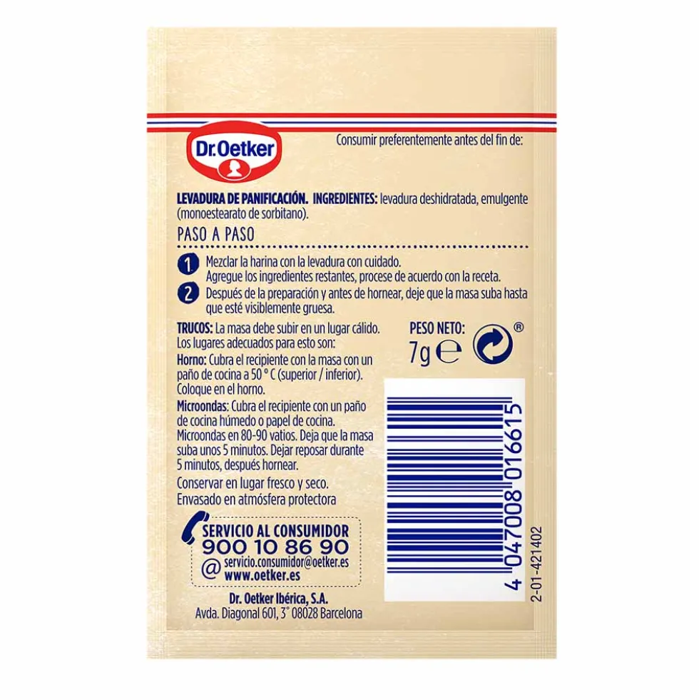 Levadura de Panadería 7 gr 5 ud