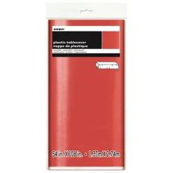Mantel de Plástico Rectangular Rojo Metalizado 274 cm x 137 cm