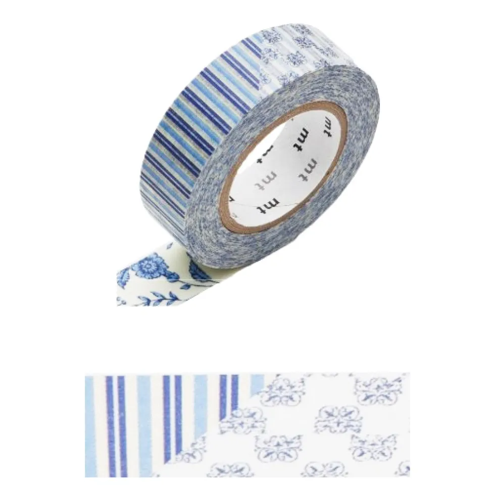Masking Tape 1P Flower Dark Blue