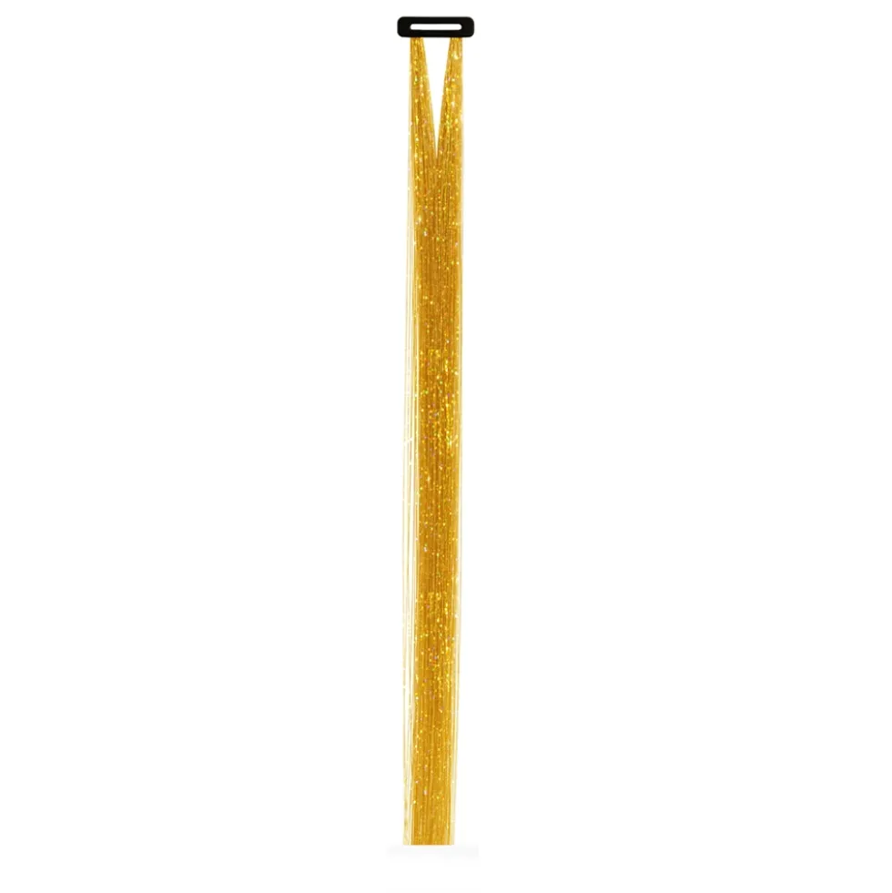 Mechones Dorados Brillantes 50 cm – Pack 3 uds