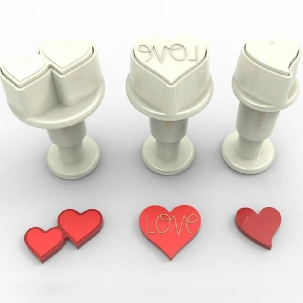 Mini Cortadores con Expulsor Corazón 3 ud
