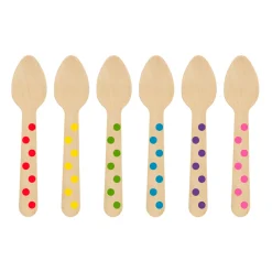 Mini Cucharas de Madera Lunares Multicolor 12 ud