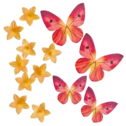 Mini Flores Amarillas y Mariposas de Oblea 39 ud