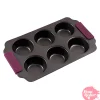 Molde de Acero para 6 Cupcakes con Asas de Silicona
