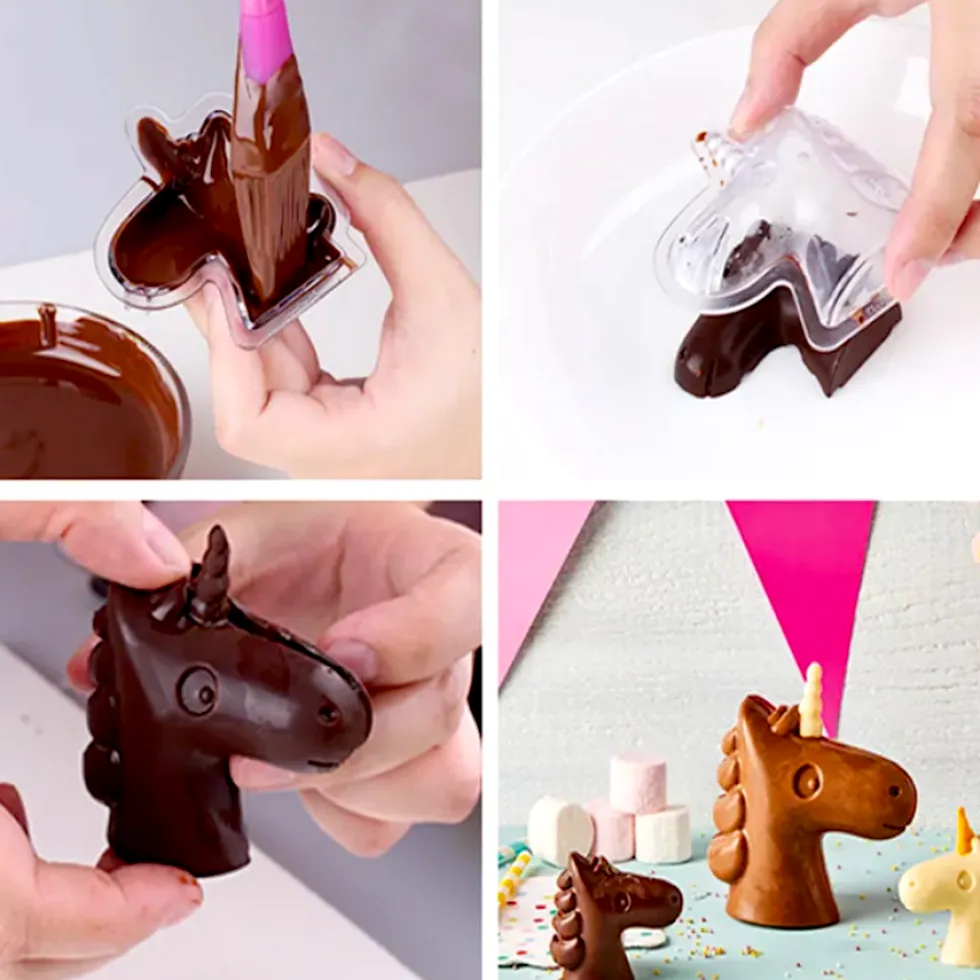Molde Policarbonato para Chocolate Unicornio 3D - 2 ud