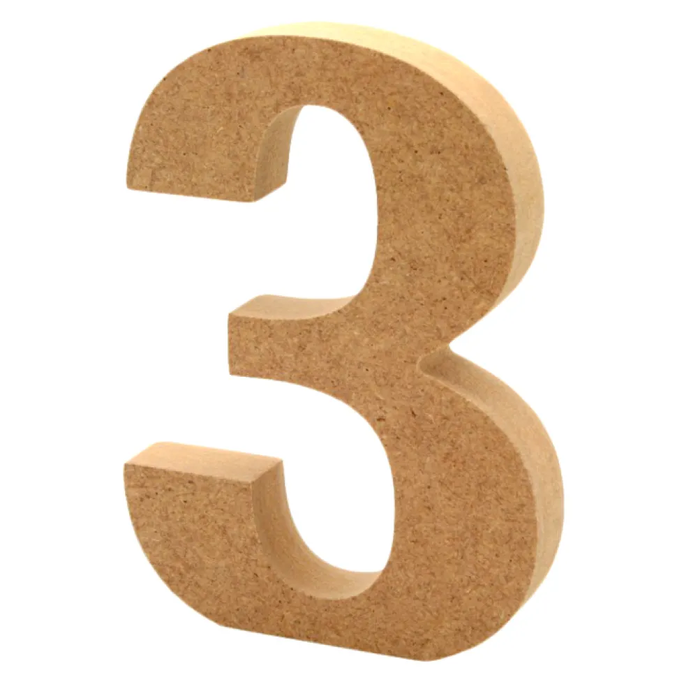 Número 3 de madera 12cm