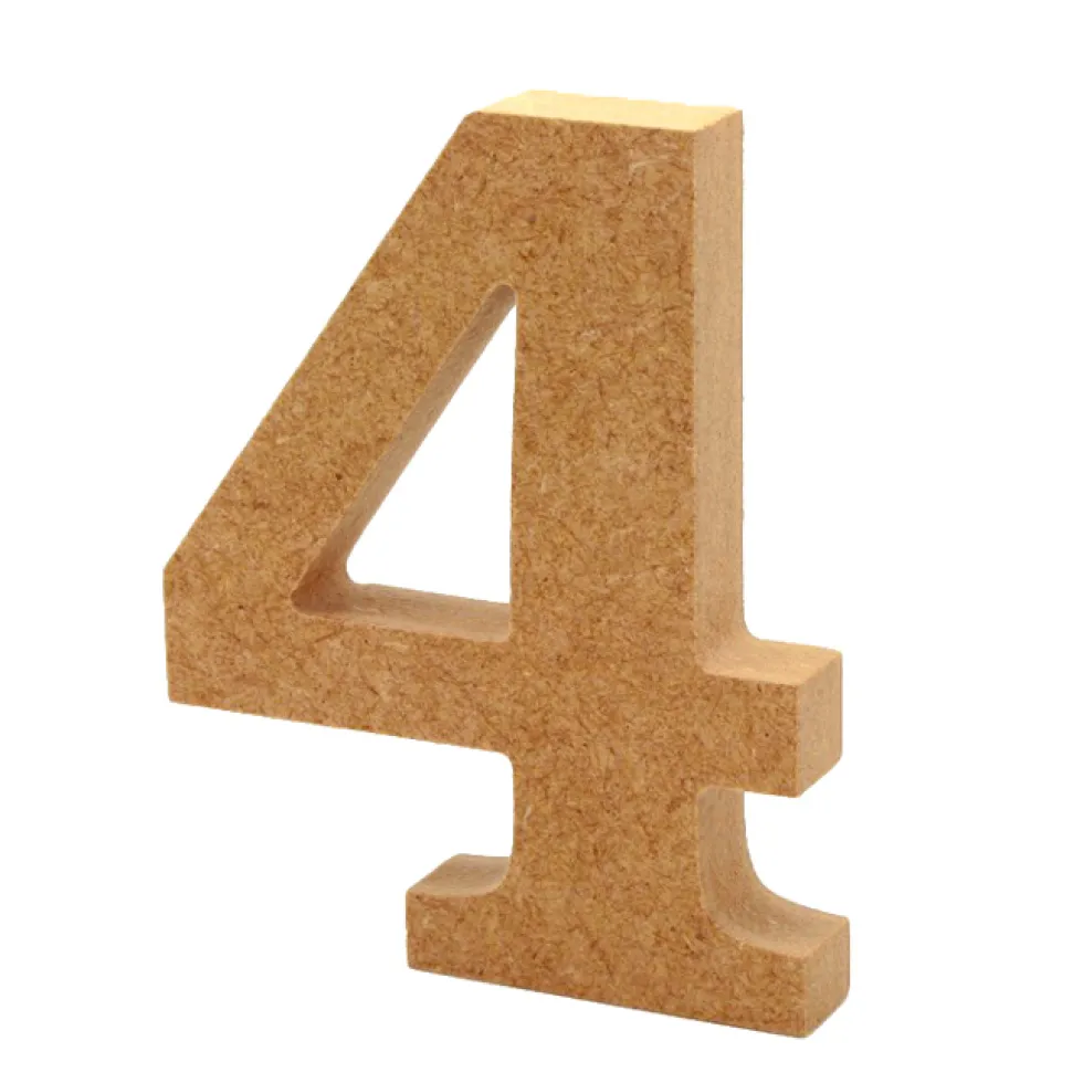 Número 4 de madera 12cm