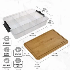 Organizador de Snacks con Tapa de Bambú – 11 Compartimentos