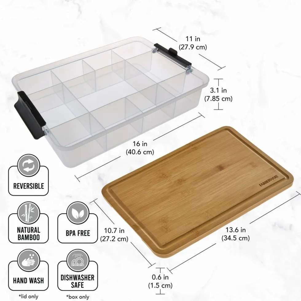 Organizador de Snacks con Tapa de Bambú – 11 Compartimentos