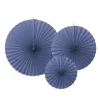 Pack de 3 Abanicos de Papel Azul Marino