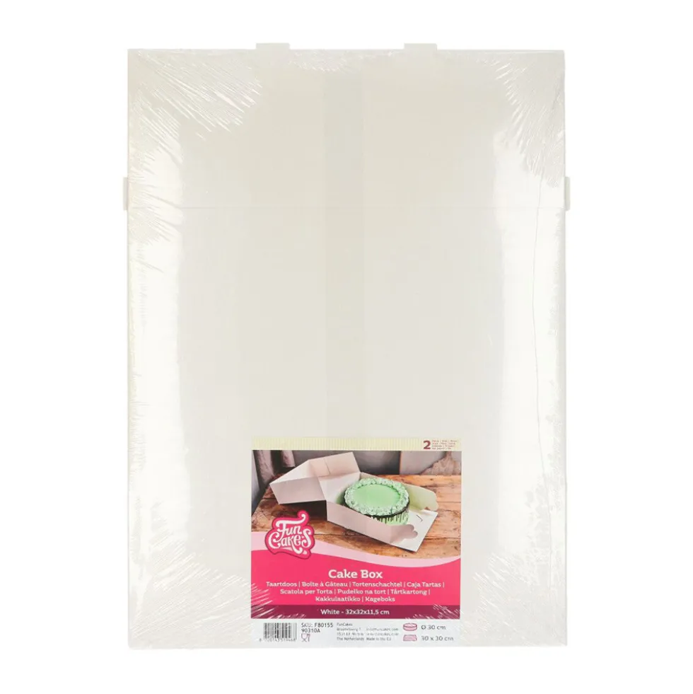 Pack de 2 Cajas para Tarta Blancas 32 x 32 cm