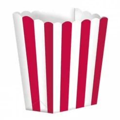 Pack de 5 cajitas para palomitas rojas y blancas