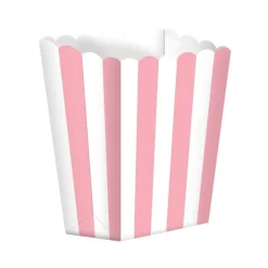 Pack de 5 cajitas para palomitas rosas y blancas