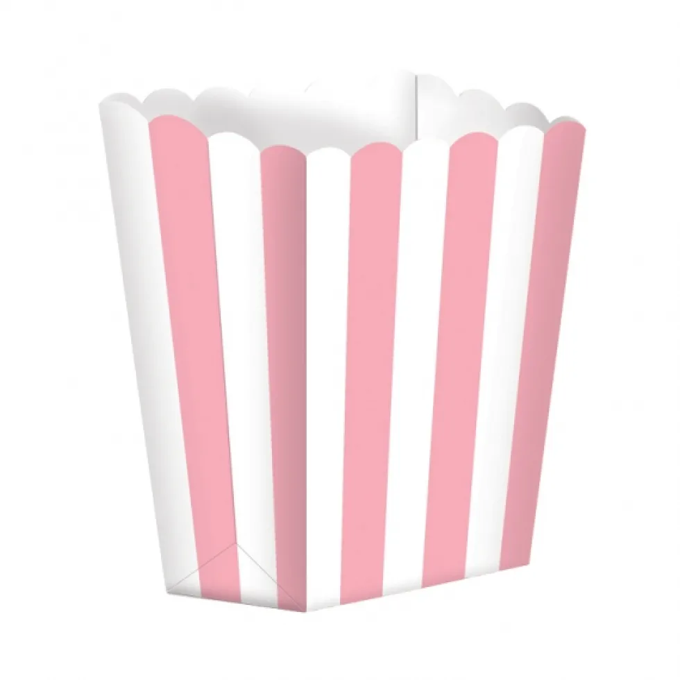 Pack de 5 cajitas para palomitas rosas y blancas