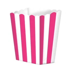 Pack de 5 cajitas para palomitas fucsias y blancas
