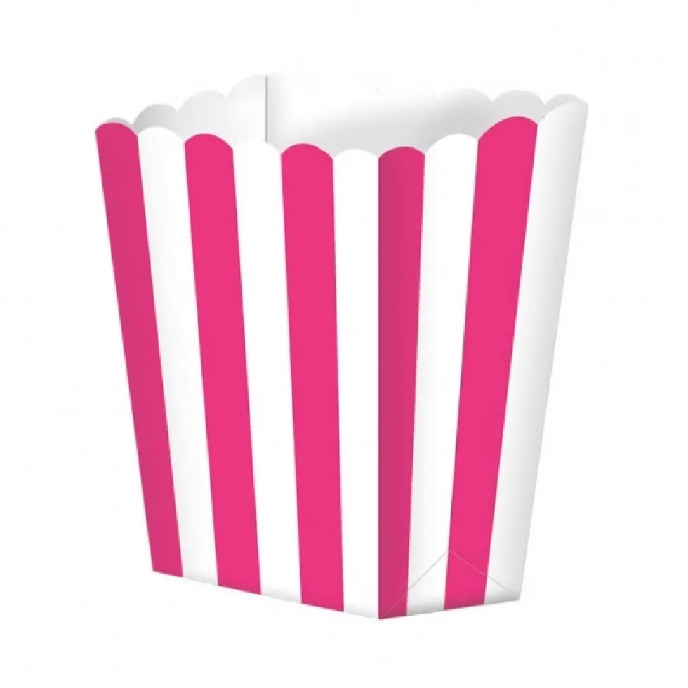 Pack de 5 cajitas para palomitas fucsias y blancas