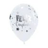 Pack de 12 Globos Blancos Feliz Cumpleaños Metal 30 cm