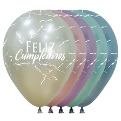 Pack de 12 Globos Colores Surtidos Feliz Cumpleaños 30 cm
