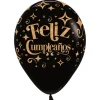 Pack de 12 Globos Feliz Cumpleaños Glitter Gold 30 cm