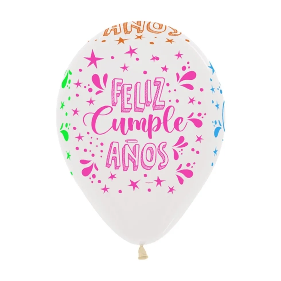 Pack de 12 Globos Feliz Cumpleaños Dúo Fantasía 30 cm