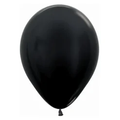Pack de 12 Globos Negro Metalizado 30 cm