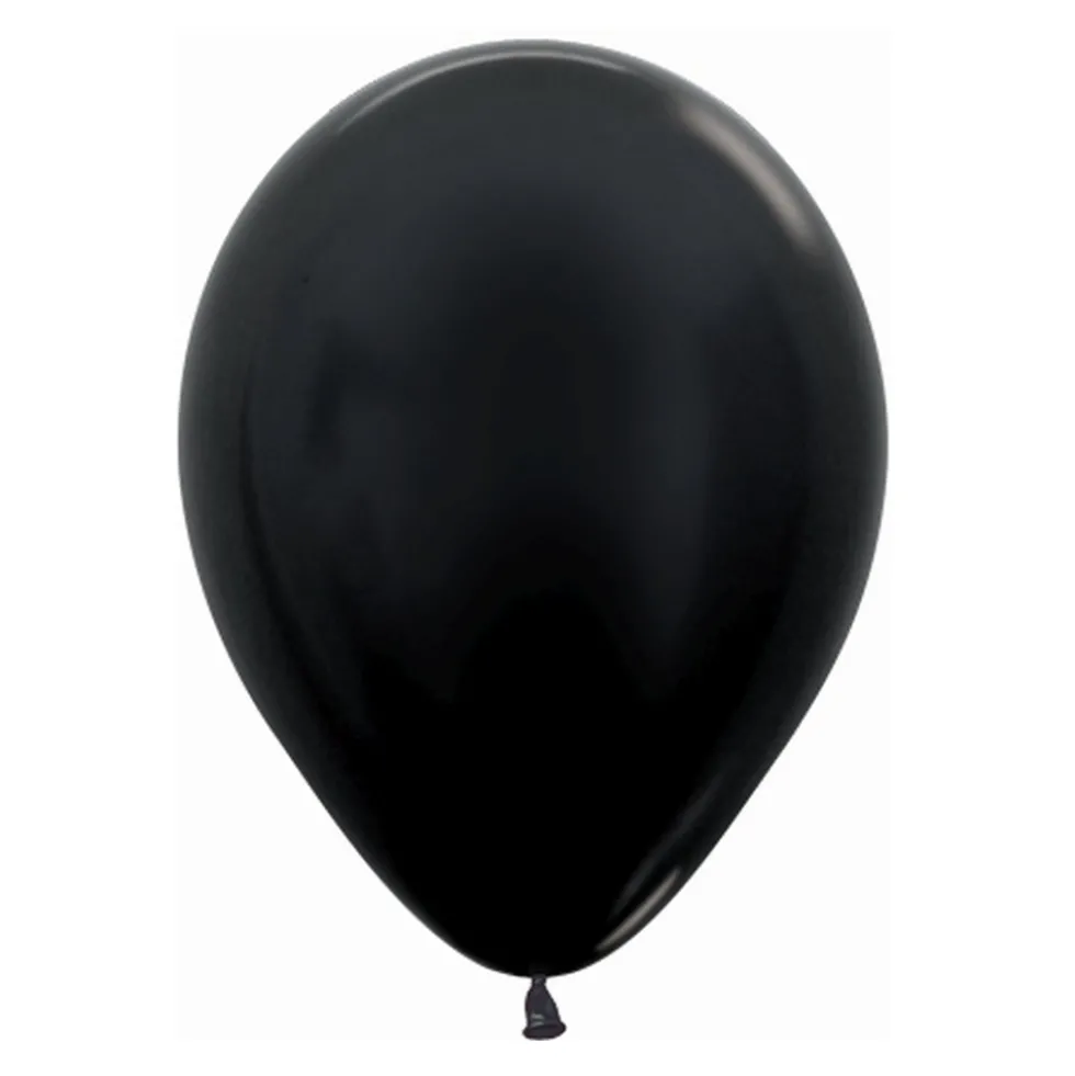 Pack de 12 Globos Negro Metalizado 30 cm