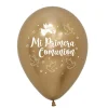 Pack de 12 Globos Reflex Dorado Comunión 30 cm