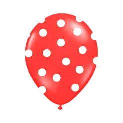 Pack de 6 Globos Rojos con Lunares Blancos 30 cm