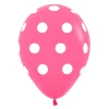 Pack de 12 Globos Rosas con Lunares Blancos