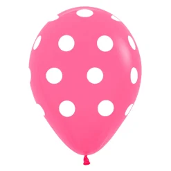 Pack de 12 Globos Rosas con Lunares Blancos