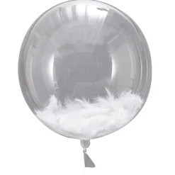Pack de 3 Globos Transparentes con Plumas en el Interior 45 cm.