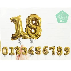 Pack de 12 Mini Globos de foil números dorados