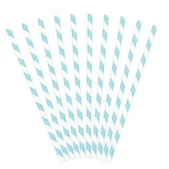 Pack de 10 Pajitas de Papel Azul Claro