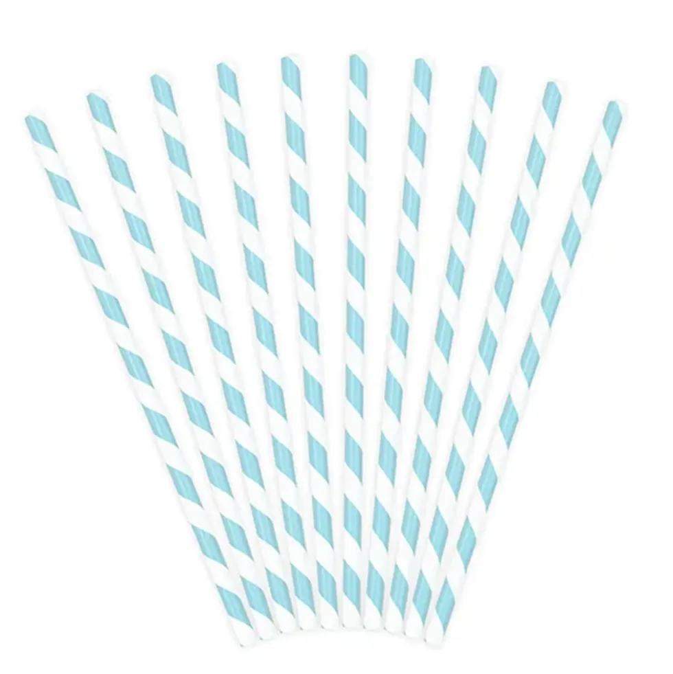 Pack de 10 Pajitas de Papel Azul Claro
