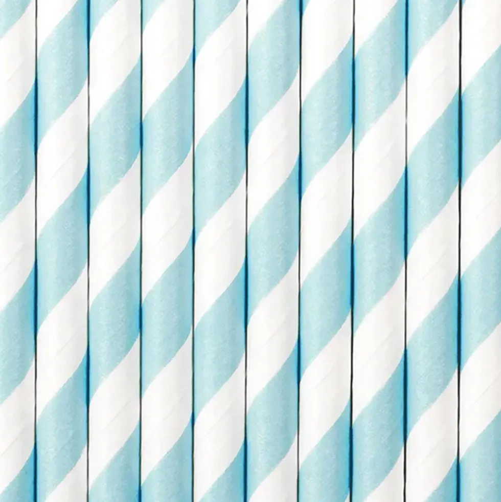 Pack de 10 Pajitas de Papel Azul Claro