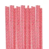 Pack de 24 Pajitas de Papel Chevron Rojas