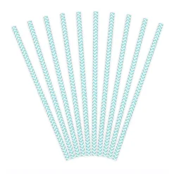 Pack de 24 Pajitas de Papel Chevron Azul Claro