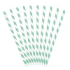 Pack de 10 Pajitas de Papel Rayas Aguamarinas