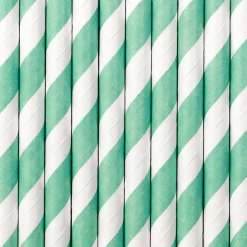 Pack de 10 Pajitas de Papel Rayas Aguamarinas