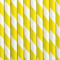 Pack de 10 Pajitas de Papel Rayas Amarillas