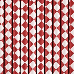 Pack de 10 Pajitas de Papel Rombos Rojos