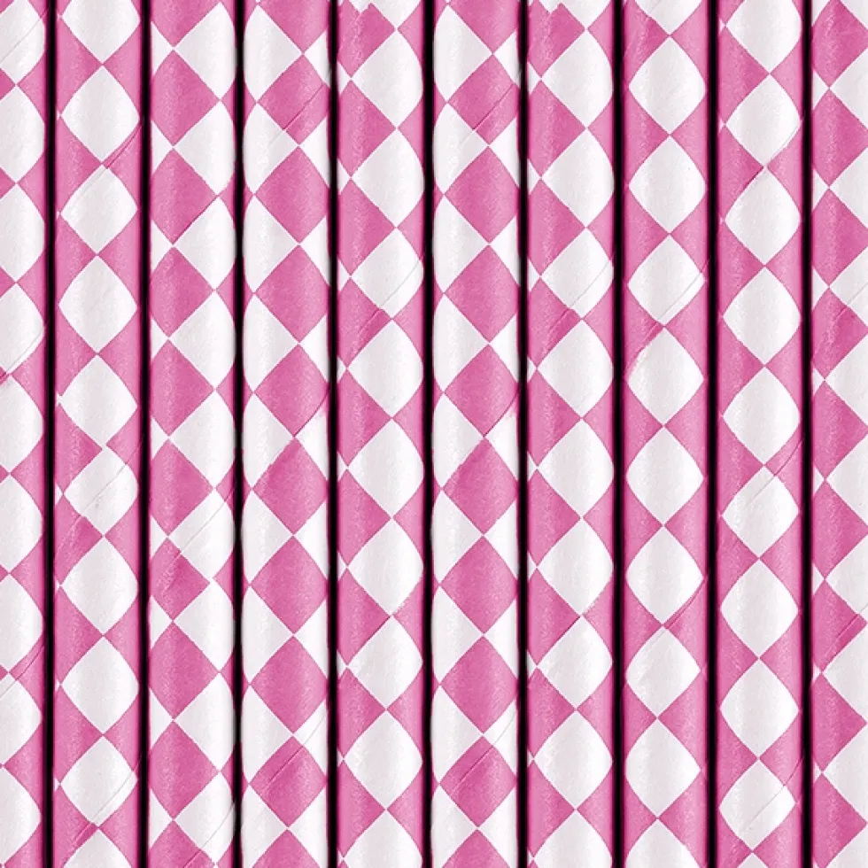 Pack de 10 Pajitas de Papel Rombos Rosas